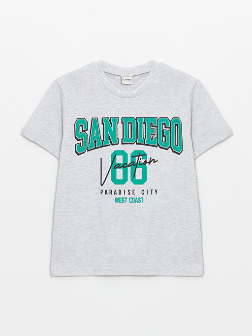 Bisiklet Yaka Bask?l? K?sa Kollu Erkek ?ocuk Ti??rt