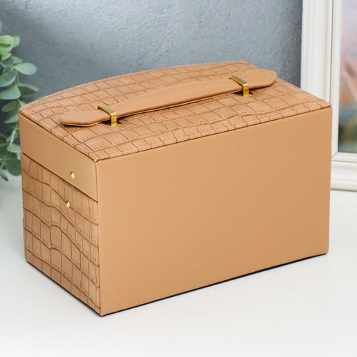 Шкатулка кожзам для украшений сундучок Карамель питон комбинированная 13х15х21,5 см - Simaland фото 5