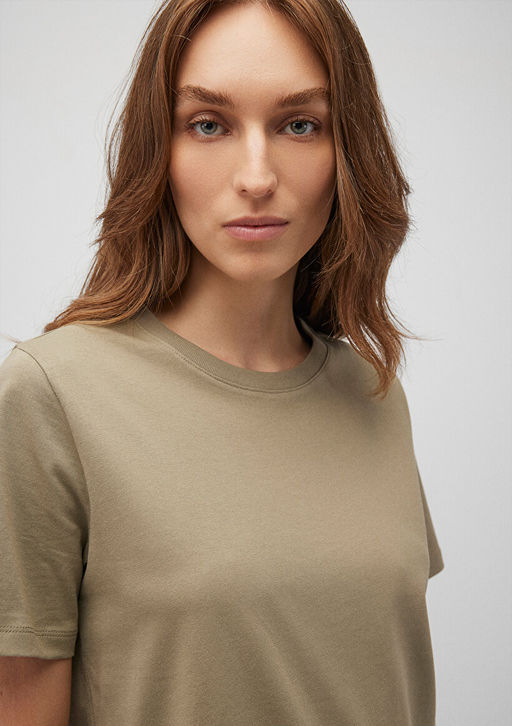 Bisiklet Yaka Kahverengi Basic Tisort - Mavi фото 5