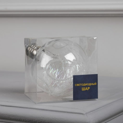 Ёлочный шар Ледяной узор, 10 см, 1 LED, от батареек, свечение RGB - Luazon lighting фото 3