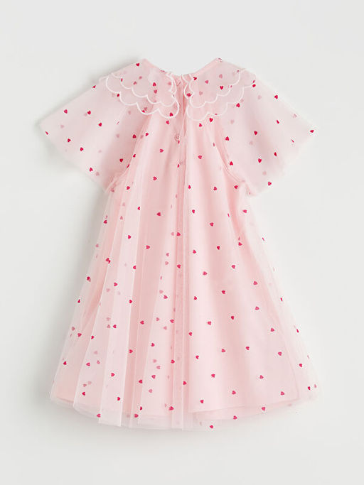 Bebe Yaka Kalp Nak??l? K?z ?ocuk Prenses Elbise