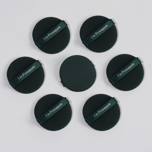 Спонжи для макияжа PINNEAPPLE, набор - 7 шт., d=5.5 см, с держателем, в футляре, цвет изумрудный