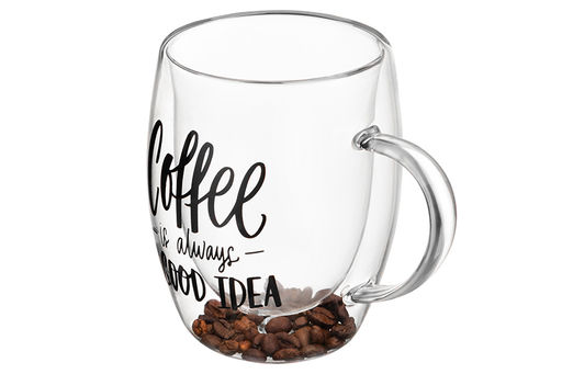 Кружка 350 мл 13,3*9*11,5 см Crystal glass с двойными стенками, с декором из кофейных зерен - Elan gallery фото 5
