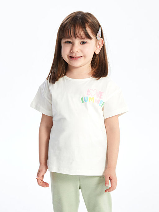 Bisiklet Yaka Bask?l? K?z Bebek Ti??rt - Waikiki фото 3