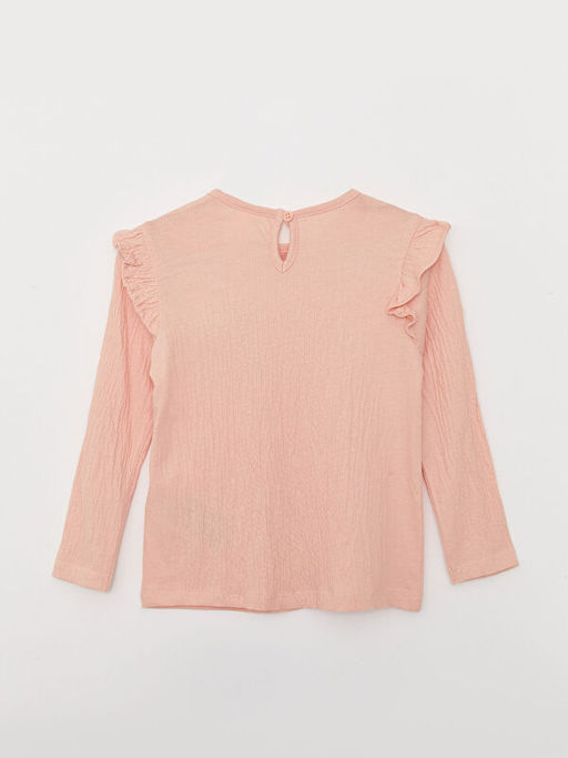 Bisiklet Yaka Uzun Kollu Nak?? Detayl? K?z Bebek Ti??rt - Waikiki фото 2