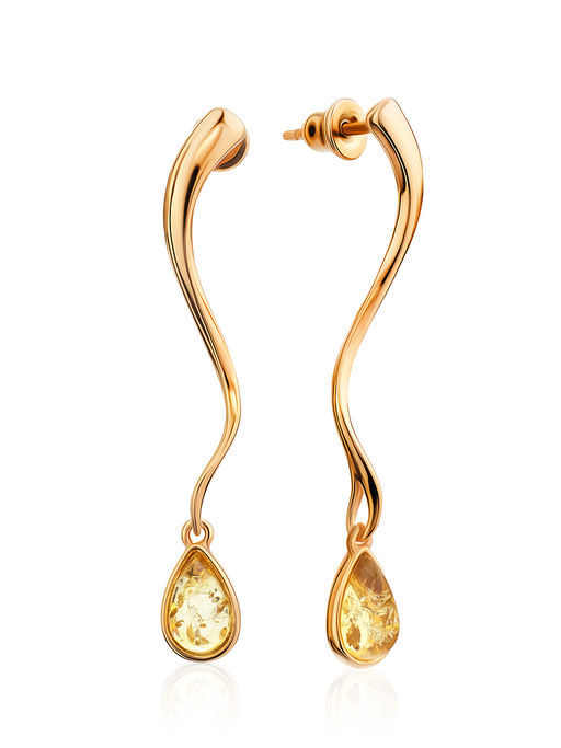 Изысканные серьги из позолоченного серебра и янтаря Блюз