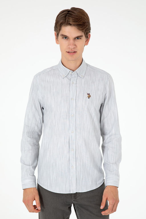 Мужская светло-серая рубашка с длинным рукавом - U.s. polo assn фото 3