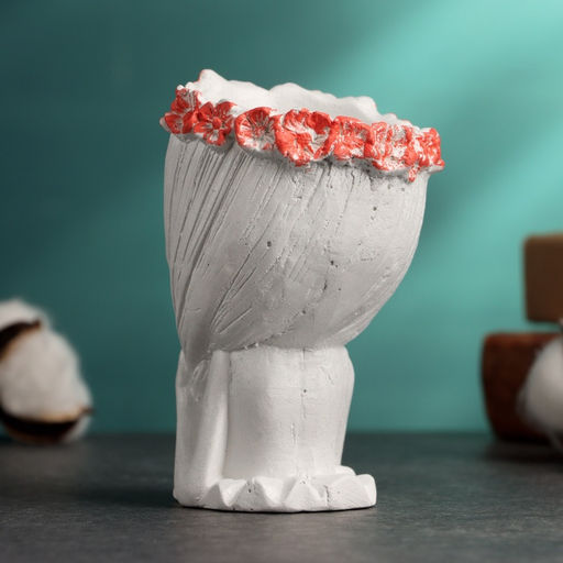 Декоративное кашпо для цветов Девушка с косой, 80 мл, 11?8?8 см, гипс, белое - Хорошие сувениры фото 14