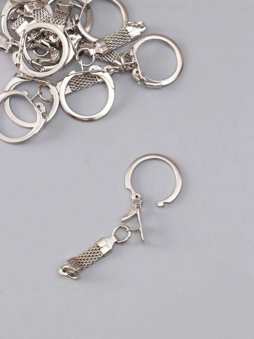 Основа для брелока, карабин металл с плоской цепочкой, серебро, набор 15 шт., 5.8×2.2 см