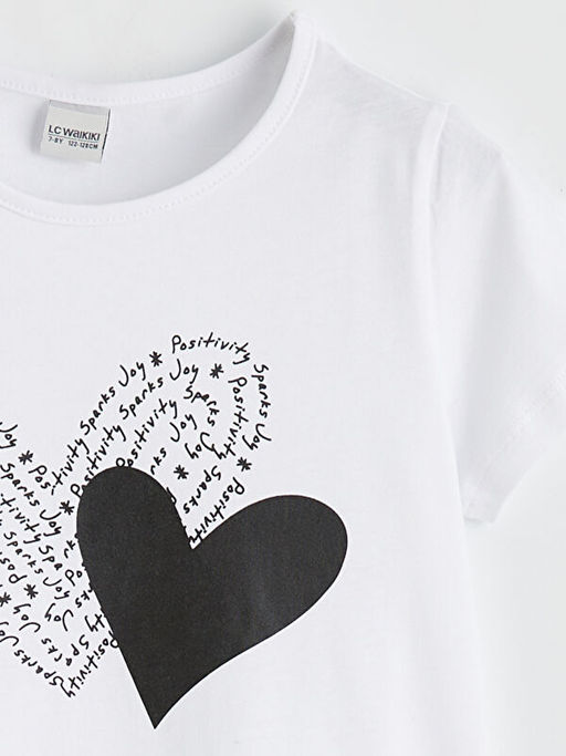 Bisiklet Yaka Bask?l? K?z ?ocuk Ti??rt ve ?ort