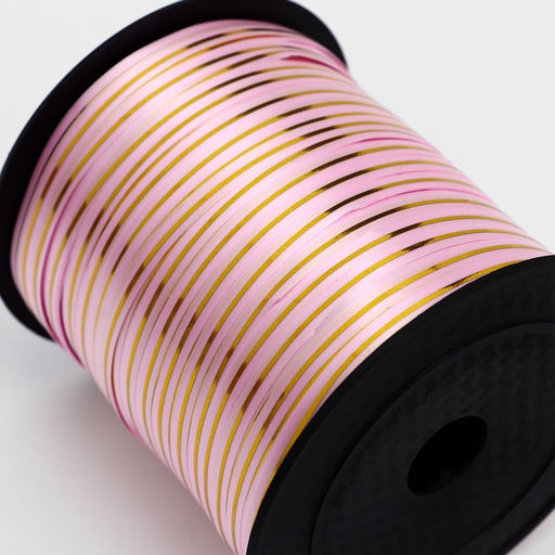 Лента упаковочная с золотой полосой, розовая, 5 мм х 225 м - Simaland фото 5