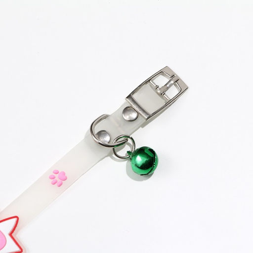 Ошейник Бантик, 28 х 1 см, ОШ 18-24 см, прозрачный/розовый - Пижон фото 5