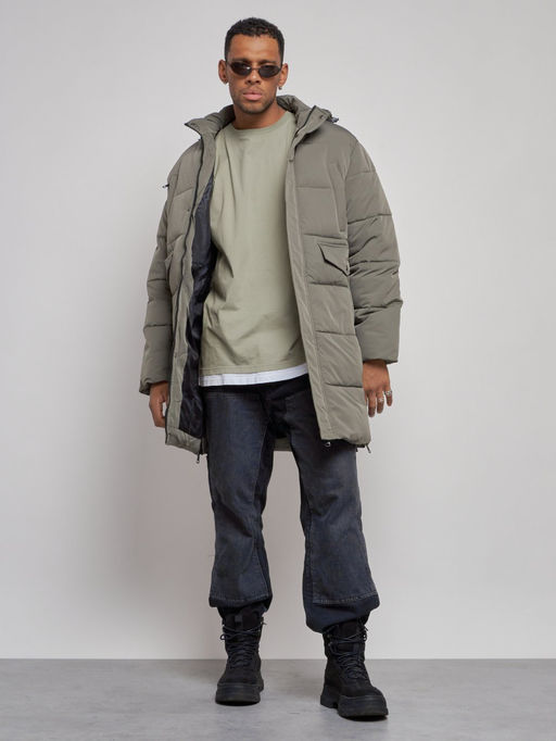 Парка мужская зимняя удлиненная молодежная серого цвета 806Sr - Wonderrman фото 14