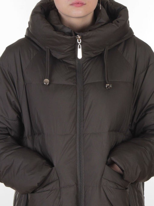 8891 GRAY/BROWN Пальто зимнее женское (200 гр. холлофайбер)