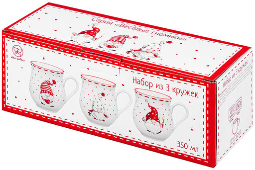 Набор 3 кружек 350 мл 11,5*9*9,5 см Весёлые гномики бочонок - Elan gallery фото 19