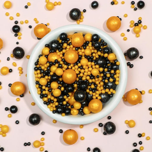 Цена за 2 шт. Кондитерская посыпка с мягким центром Жемчуг черно-золотая, 50 г - Кондимир фото 3