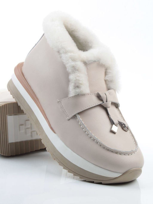 04-5520-6 BEIGE Ботинки зимние женские (натуральная кожа, 100% шерсть)