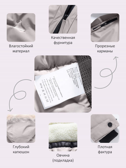 Парка зимняя подростковая для девочки с капюшоном и мехом бежевого цвета 9536B - Valianly фото 6