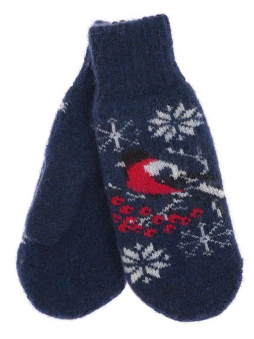 Варежки женские "Снегирь и снежинки" КРУГ 3472-7