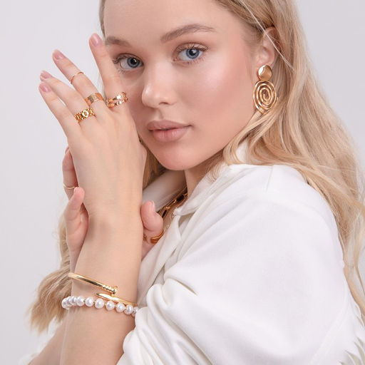 Серьги металл Врата два овала, цвет золото - Queen fair фото 3