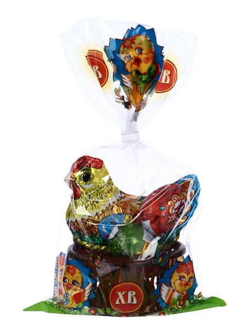 Пасхальный набор 120 г: Курочка 75 г + 3 яйца в корзинке