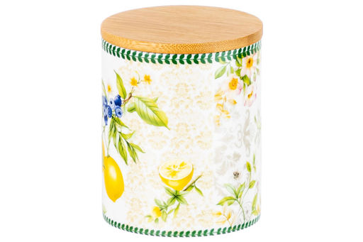 Банка д/хранения 650 мл 10*10*12,5 см Лимоны с деревянной крышкой с силикон.уплотн. NEW BONE CHINA - Elan gallery фото 4