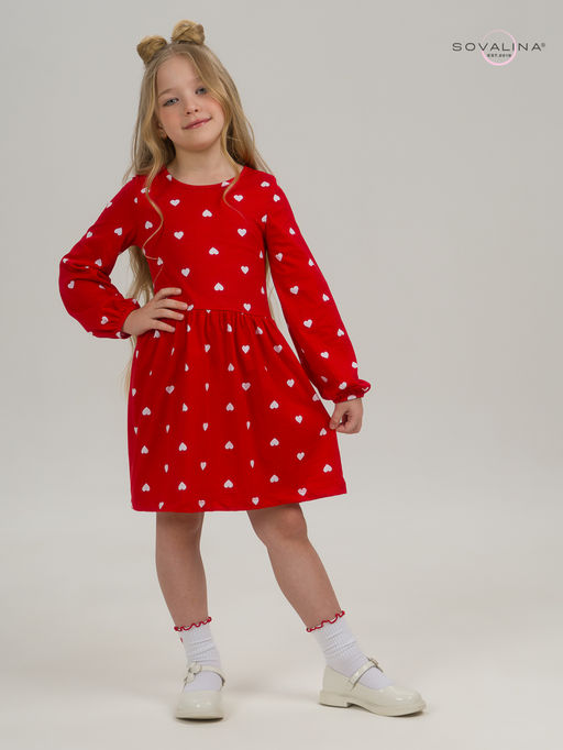 Платье Моана белые сердца на красном - Sovalina фото 5