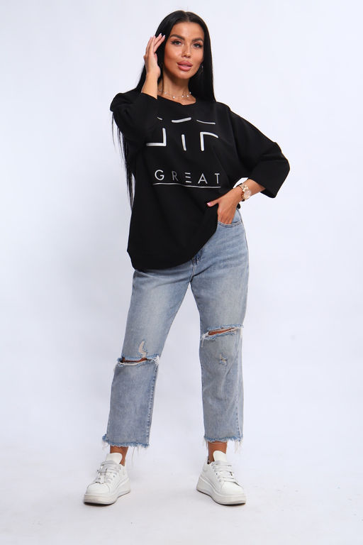 Свитшот 375702 оверсайз трикотажный