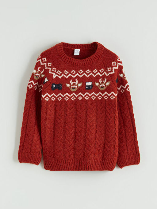 Y?lba?? Temal? Erkek ?ocuk Triko Kazak