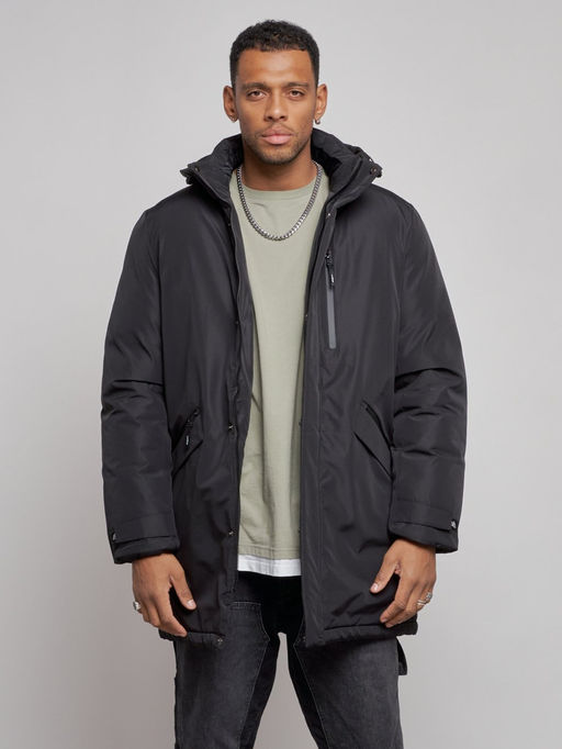 Парка мужская зимняя удлиненная молодежная черного цвета 8302Ch - Wonderrman фото 7