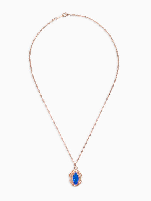 Гарнитур 3 предмета: серьги, кулон, кольцо безразмерное Эдель ажурный овал, цвет син в золоте, 45 см