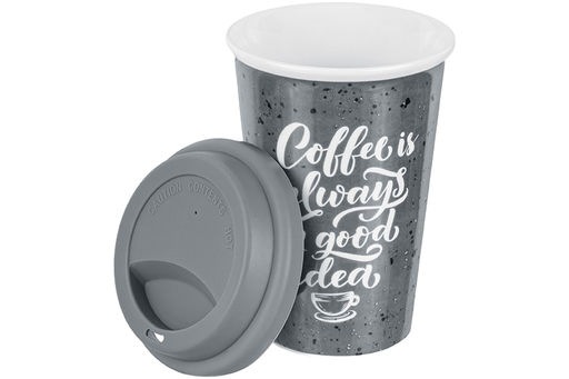 Стакан 400 мл 9,5*9,5*14 см Графит + силиконовая крышка, NEW BONE CHINA - Elan gallery фото 5