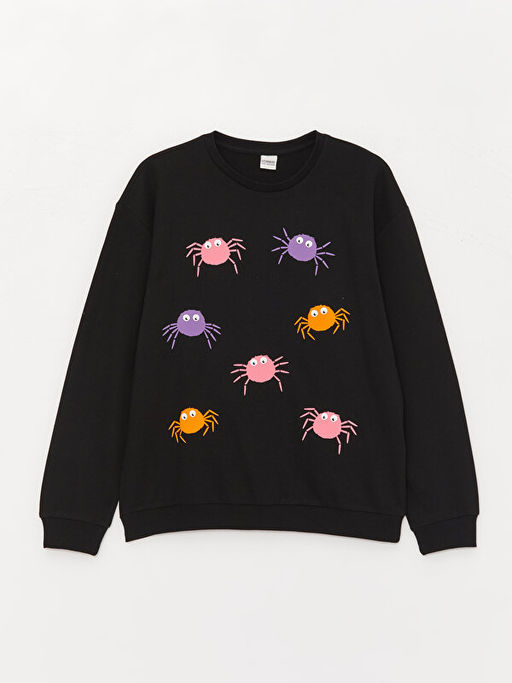 Bisiklet Yaka Bask?l? Uzun Kollu K?z ?ocuk Sweatshirt - Waikiki фото 3
