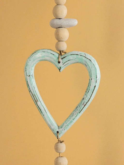 Подвеска декоративная "Сердечки" дерево, камень 13х3х100 см