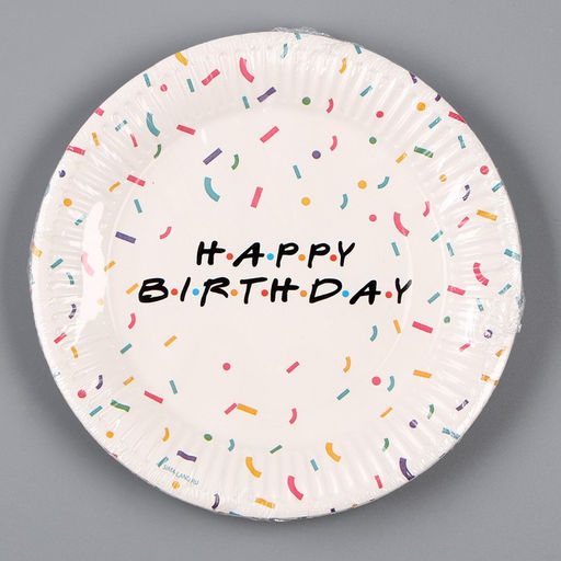 Тарелка бумажная Happy birthday, 18 см, в наборе 6 штук - Страна карнавалия фото 5