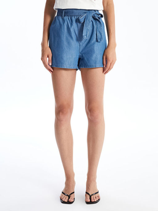 Kad?n Beli Lastikli D?z Jean ?ort