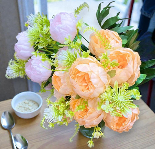 Пионы, букет 13 веточек, 7 бутонов, высотой 50см - Buro фото 2