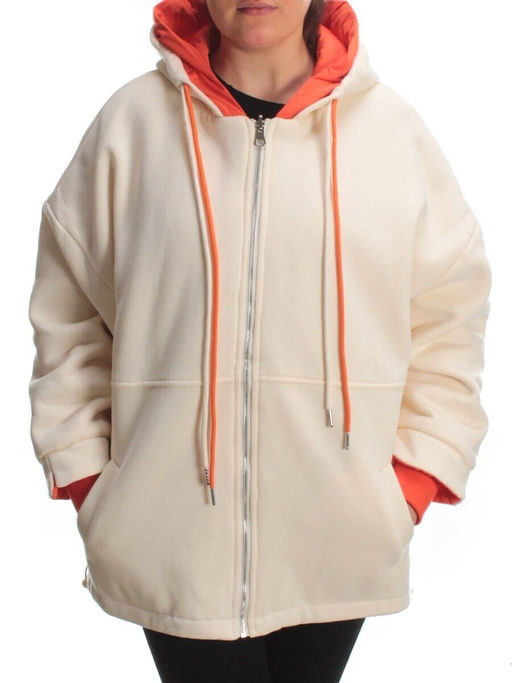 2561 BEIGE/ORANGE Худи женское (50 гр. синтепон) - Фабричный китай фото 2