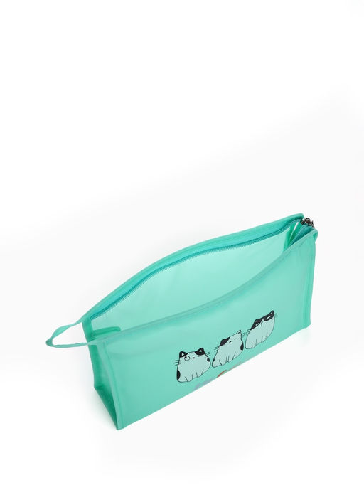 Косметичка треугольная на молнии, большая, с рисунком, зелёная - Simaland фото 3