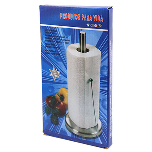Держатель из нержавеющей стали для бумажного полотенца h32см, подставка д14,7см, разборный, в коробке (Китай)