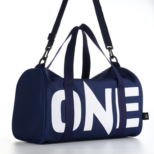 Сумка спортивная на молнии TEXTURA, с подкладкой, длинный ремень, маленький размер, с акцентным принтом, синяя