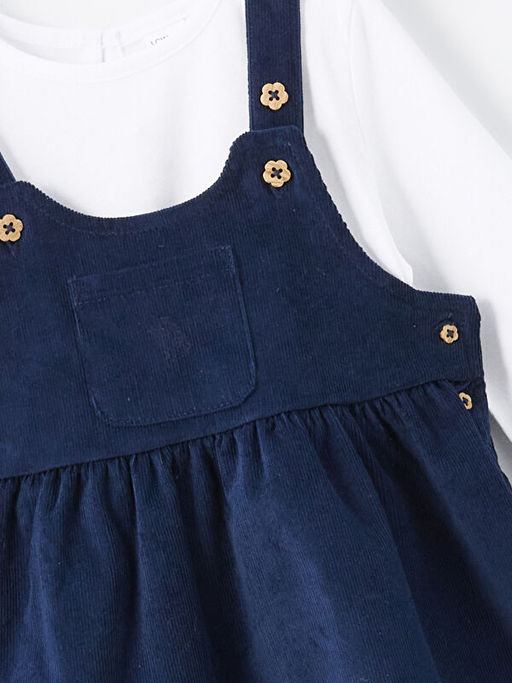 Kare Yaka K?z Bebek Salopet ve Ti??rt 2li Tak?m - Waikiki фото 2