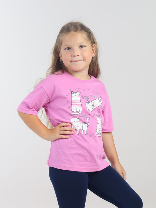 CRB wear / CWKG 90271-45 Комплект для девочки (футболка, брюки модель легинсы),сиреневый  фото 2