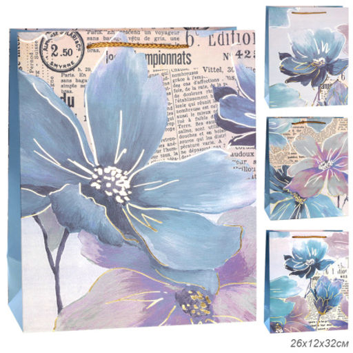 Цена за 12 шт. Пакет подарочный 26x32x12см Цветы / 5250L /уп 12/384/