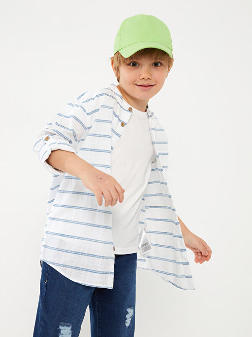 Hakim Yaka ?izgili Uzun Kollu Erkek ?ocuk G?mlek - Waikiki фото 2