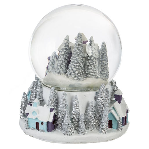 Фигур декор в стекл шаре "Снеговик/Дом" (подсв, муз, вьюга, AAAх3 н/п), D 10 см, L12 W11,5 H14 см, 2