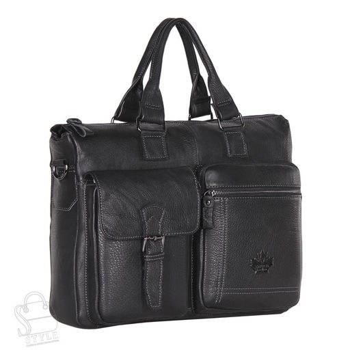Портфель мужской кожаный 0065Z black Zinimsk в Новосибирске