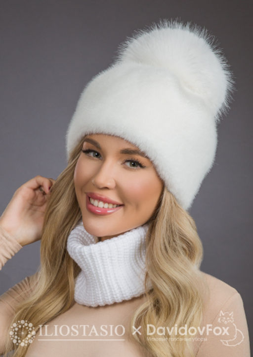 Шапка Лыжница экомех белый