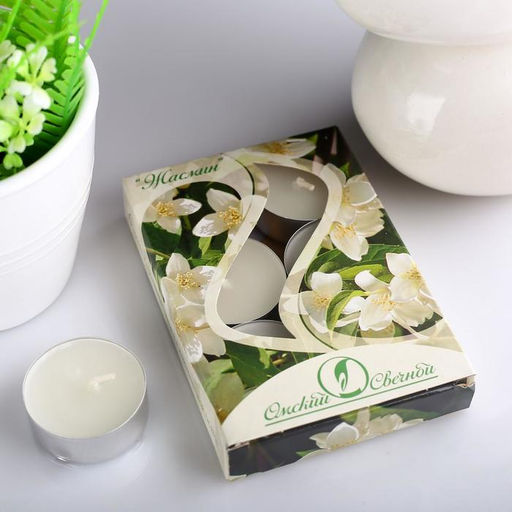 Набор свечей ароматических чайных «Жасмин», 3.8×1.6 см, 3.5 ч, 12 г, 6 шт.