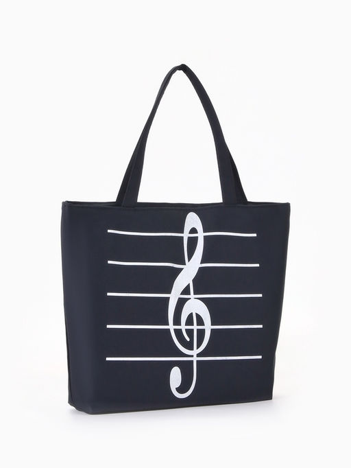 Сумка - шоппер «Музыка», на молнии, 42×9×32 см, с принтом, чёрная